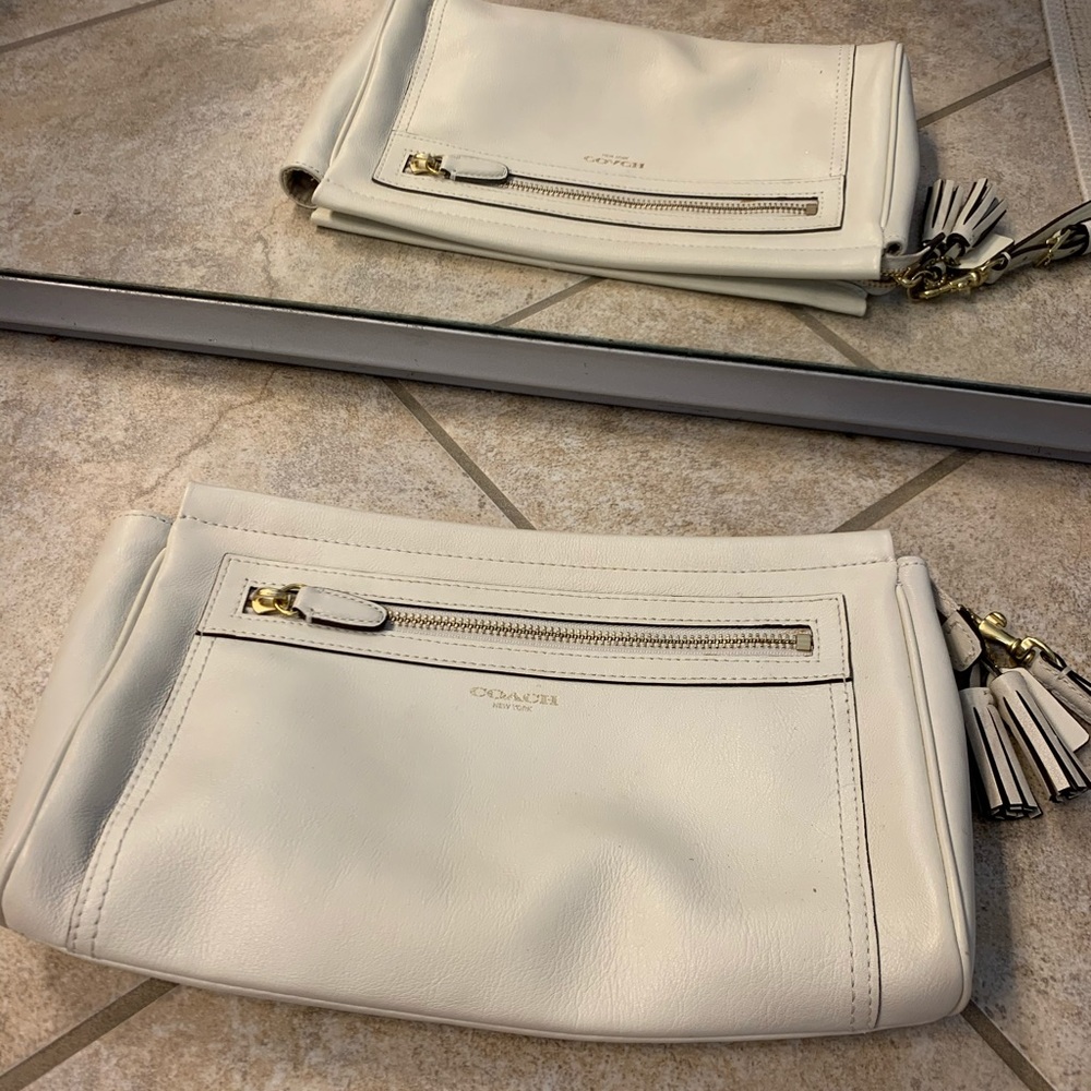 Coach leather clutch - cream color